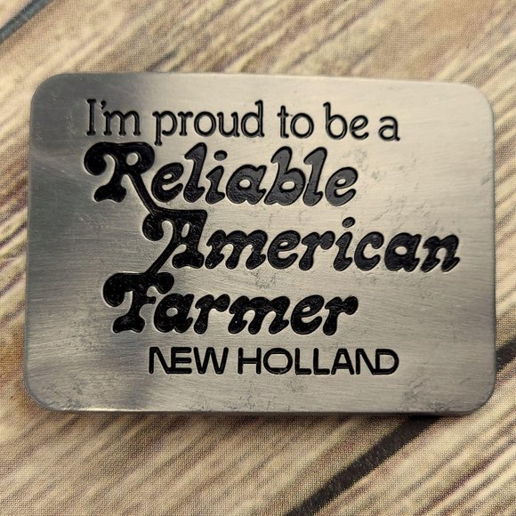 Unknown Other - New Holland Belt Buckle Proud To Be A Farmer VTG